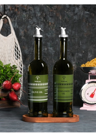 Amber 2'li 750 ml Zeytinyağı ve Sıvıyağ Yağdanlık Şişesi Ayçiçekyağı,Yağlık *Stantsız cb