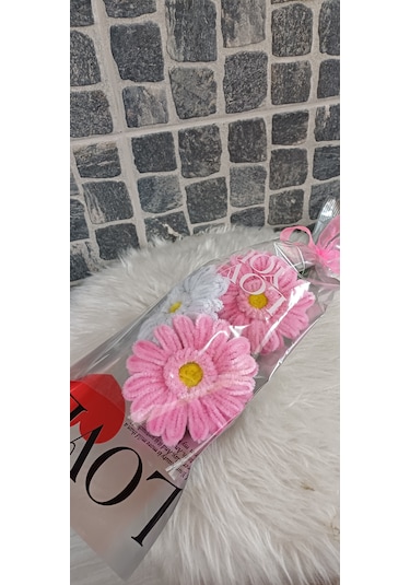 Solmayan Çiçek Gerbera - Özel Gün Çiçek- Yapaydır - Şönil Çiçek Beyaz - pembe