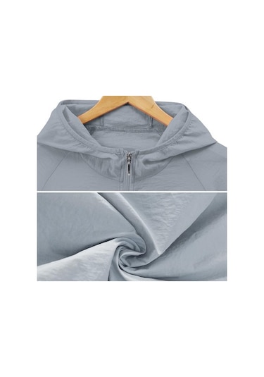 Mavi Gevşek Yaz Spor Ceket Hafif Hırka Güneş Koruma Ceket Erkek Giyim Güneşe Dayanıklı Mavi