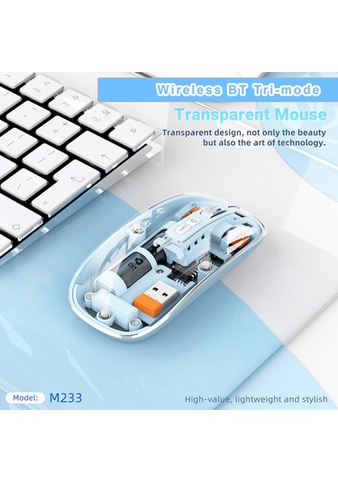 Yunboo M233 Şeffaf Kablosuz Şarj Edilebilir 2.4g Fare - Turuncu Diğer