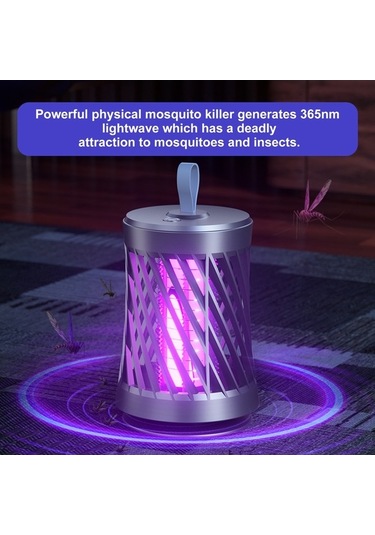 Besthome1 Ev İçi Usb Elektrikli Sinek Öldürücü Gri Masaüstü/duvar Takımı 365nm Mor Işık Nefes Simülasyonu 360 Tutma Isı Işığı