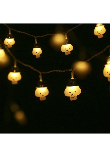 Suofeng Halloween Siyah Beyaz Kelepçe Şekilli 3 Metre 20 Ledli Pencere Duvar Ağaç Dekoratif Işık Zinciri 1 Adet