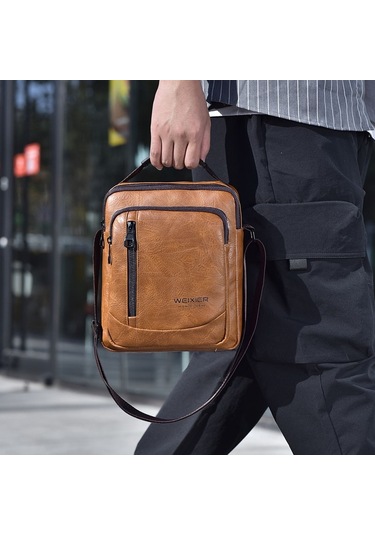 Sones Weıxıer D288 Büyük Kapasiteli Günlük Çapraz Çanta İş Su Geçirmez Tek Omuz Çantaları Açık Kahverengi