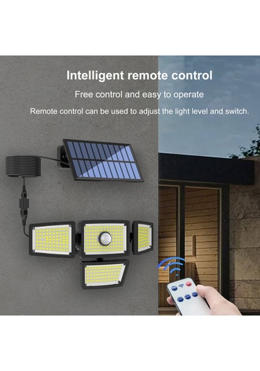 Vkemall Ev Bahçe Duvar Lambası Güneş Enerjili 4 Ayağı 283 Led Işık 6000-7000k Ip44 Su Geçirmez Vücut Algılama 3-5m Ty10811