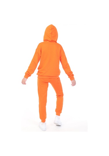 Toontoy Kız Çocuk Baskılı Eşofman Takım Turuncu