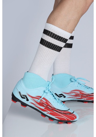Jump 29676 Çoraplı Mavi - Kırmızı Çim Halı Saha Krampon Futbol Ayakkabısı Mavi