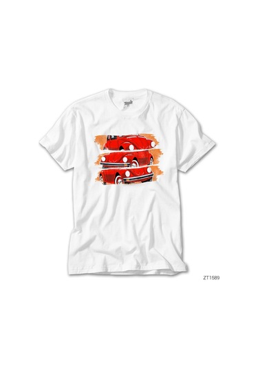 Volkswagen The Beetle Red Beyaz Tişört Beyaz