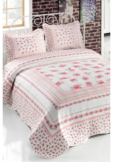 Örtüm Mila Çift Kişilik Kapitone Yatak Örtüsü Takımı - Pudra