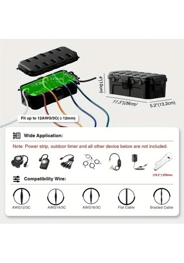Besthome1 Dream011 Siyah 6 Girisli Dis Mekan Kablo Yöneticisi Priz Koruyucu Işıklar