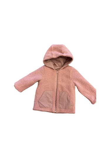 Verscon Kız / Erkek Bebek Peluş Fermuarlı Kapüşonlu Mont-11357-gül Kurusu Gül Kurusu