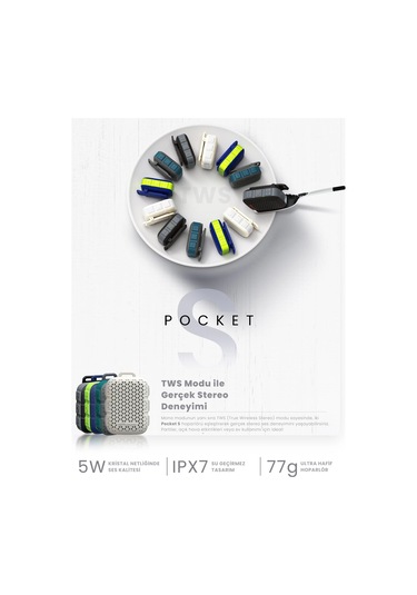 HiFuture Pocket S BT5.4 IPX7 5W TWS Su Geçirmez Mini Hoparlör