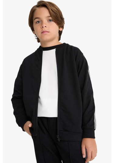 Defacto Erkek Çocuk Kolej Yaka Fermuarlı Bomber Ceket G1821a825aubk81 Siyah-bk81
