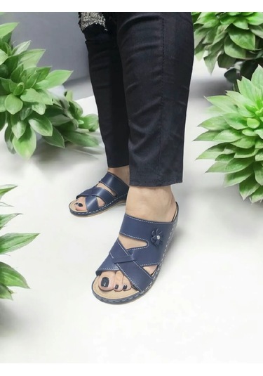 Kadın Topuk Dikeni Jelli Ev Dışarı Terlik Lacivert