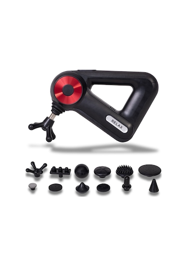 12 Başlıklı Vurmalı Masaj Tabancası Spor Sonrası Titreşimli Masaj Aleti Siyah