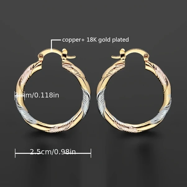 Gateesat Vintage Bükülü Küpe Kadın Paslanmaz Çelik Altın Gül Altını Düğün Parti Hediye Diğer