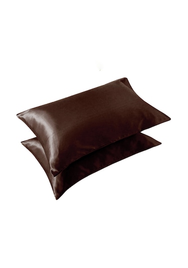 Güzellik Yastığı %100 Ipek Saten 2 Adet Luxury Yastık Kılıfı Kahv