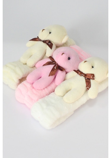 Ayıcıklı Peluş Bandana Saç Bandı Pembe 0-10 Yaş Pembe