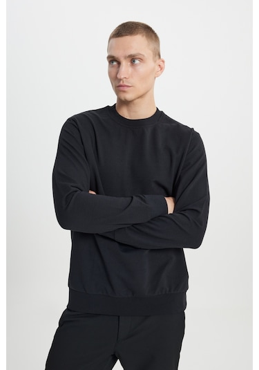 AC&Co / Altınyıldız Classics Erkek Siyah 2'li Paket Pamuklu Standart Fit Normal Kesim Bisiklet Yaka Sweatshirt Siyah