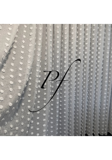 Perdefony Ponpon Keten Tül Perde ekru