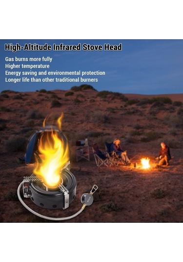 Pazly Kamp Sobası Yüksek İrtifa Kızılötesi Taşınabilir Rüzgara Dayanıklı, Y25174 Siyah Siyah