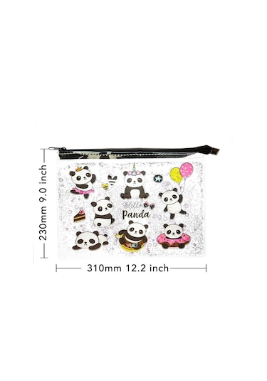 Vuki Siyah Panda Sulu Fermuarlı Şeffaf Dosya Vk-0073