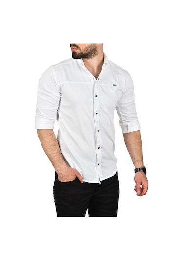 Deepsea Erkek Beyaz Slim Fit Pamuklu Kot Gömlek Kolay Ütülenebilir Çıt Çıtlı Likralı Spor Gömlek 2502504 Beyaz Deepsea Erkek Beyaz Slim Fit Pamuklu Kot Gömlek Kolay Ütülenebilir Çıt Çıtlı Likralı Spor Gömlek 2502504 Beyaz