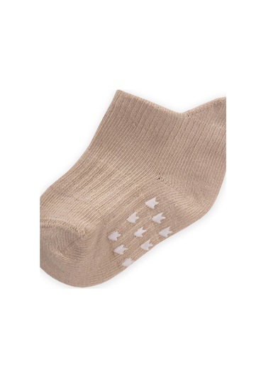 Cigit Abs Baskılı Bebe Patik Çorabı 0-4 Yaş Bej Bej