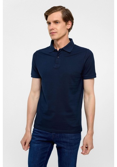 SÜVARİ Lacivert Slim Düz Polo Yaka Tişört