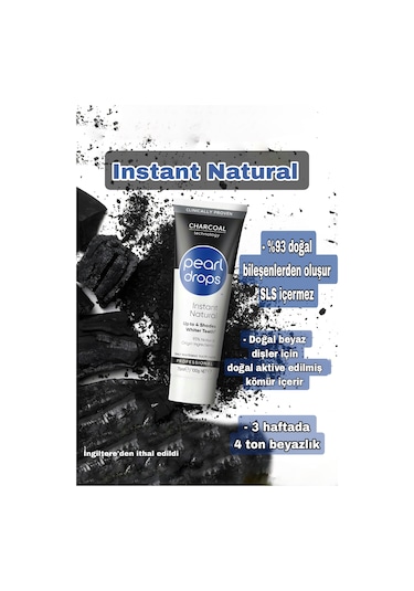 Pearl Drops Instant Natural White Charcoal Diş Macunu 75 ML