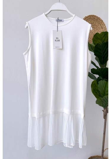 Tül Detay Tunik İçlik - Beyaz Beyaz