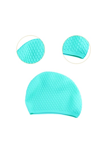 Suntek Silikon Yüzme Bonesi Saf Renk Kadın Erkek Kız Uzun Mavi