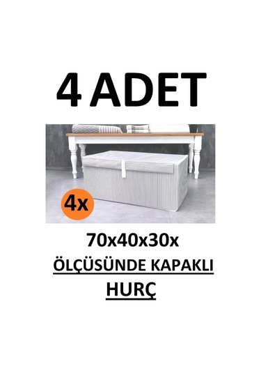 Daisyhome 4 Adet Kapaklı Kutu Hurç Mega Boy 70 40 30 Çok Amaçlı Kutu Hurç