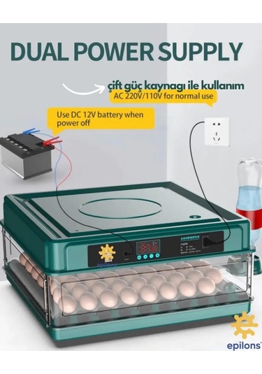 Kuluçka Makinesi Wifi Kamera Hediyeli 130 Lu Tam Otomatik Yedek Motorlu