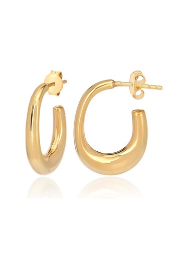 Altın Kaplama J Model Gümüş Küpe