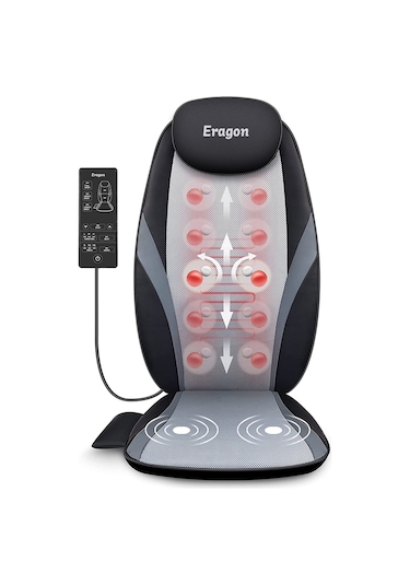 Eragon ERG-782 Ovmalı Isıtmalı Masaj Koltuğu Minderi Masaj Aleti Siyah