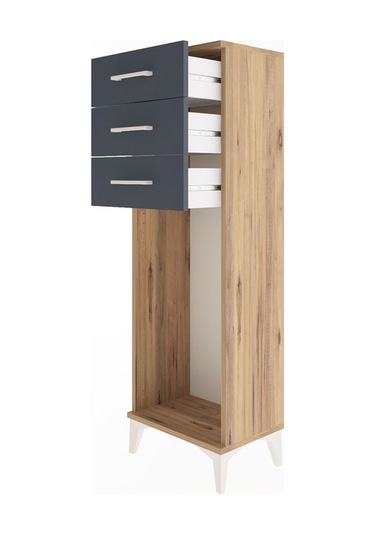 Arges Dolap 3 Çekmeceli 44x30x134 Çam-antrasit Çam