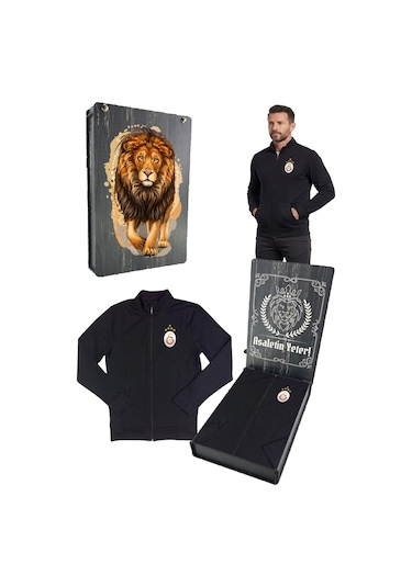 Gsstore Galatasaray Lisanslı 5 Yıldızlı Siyah Balıkçı Yaka Sweat Uv Kutu Hediyeli SiYAH