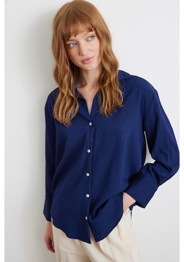 Paralel Çizgili Gömlek Lacivert Lacivert