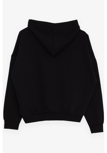 Breeze Kız Çocuk Sweatshirt Yazı Baskılı 9-14 Yaş - Siyah