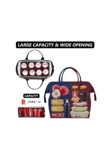 Erkekler İçin Öğle Yemeği Kutusu, Yalıtımlı Öğle Yemeği Çantası, İş İçin Yalıtımlı Sızdırmaz Öğle Yemeği Soğutucu Çantası, Kadınlar İçin Ayarlanabilir Omuz Askılı Siyah Öğle Yemeği Çantası B Çok Renkli