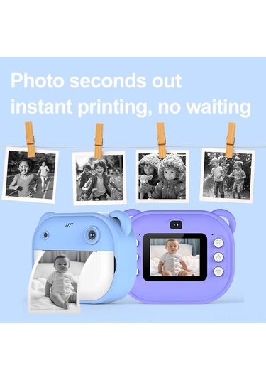 Kangvka Y600 Çocuklar İçin Anında Baskı Yapan 1080p Çift Kameralı Pembe Fotoğraf Makinesi