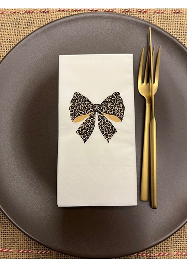 Fiyonk Leopar Baskılı Sunum Peçetesi Beyaz 16 Adet