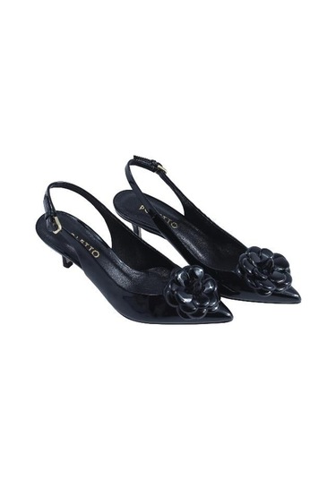 Poletto Hakiki Deri Sıyah Ayakkabı Stiletto 9841 92 V1-2523 Siyah