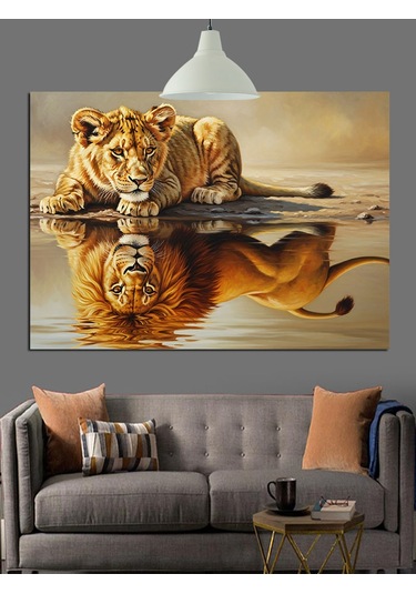 Kaplan Pusuya Yatmış Dekoratif Kanvas - Mdf Ahşap Tablo