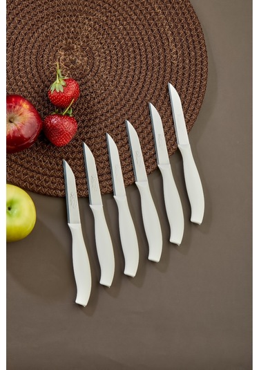 Cooker 6 Lı Lüx Paslanmaz Çelik Sebze Ve Meyve Bıçağı Beyaz