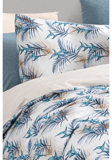 Lastikli Çarşaflı Tek Kişilik Nevresim Takımı Monblue Mavi