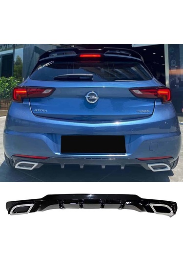 Opel Astra K Sport Difüzör Parlak Siyah Plastik Egzoz Görünüm 2015-2021 Arka-difizör-bodykit-ek