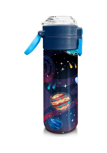 Coral High Kids Saks Mavi Astronot Desenli Pipetli Ve Direkt İçim Çelik Termos 500 Ml 31933 Saks Mavi