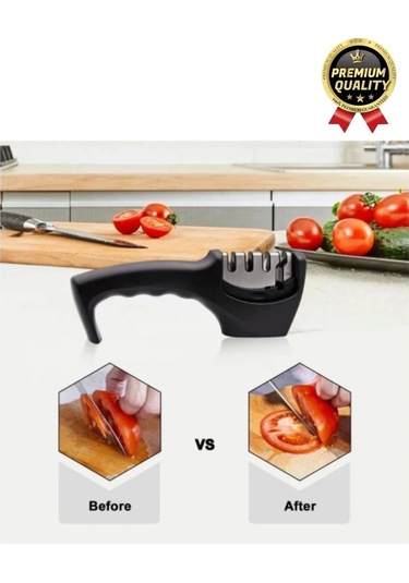 Profesyonel Ergonomik Pratik Keskin Paslanmaz Çelik Şef Mutfak 3 Kademeli Kolay Bıçak Bileme Aleti