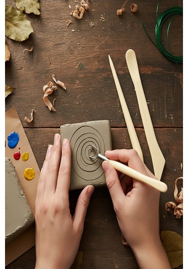 Plastik Ebeşuar Modelleme Seti 5 Li 1 Paket Plastik Kil Seramik Oyma Modelleme Modelaj Seti Heykel Oyma